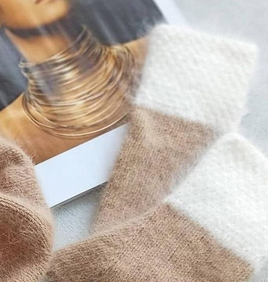 Берет из пуха норки, вяжем спицами