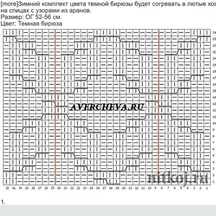 Узор для шапочки спицами Узор для шапочки спицами