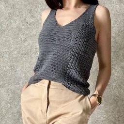 Вяжем стильный серый топ