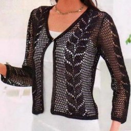 Черный ажурный жакет крючком