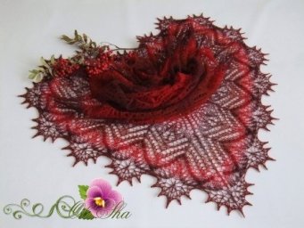 Шаль "Осенний букет", вяжем спицами