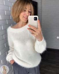 Белый джемпер из пуха ангоры