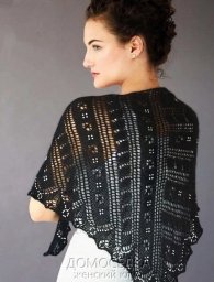 Черная шаль, связанная спицами