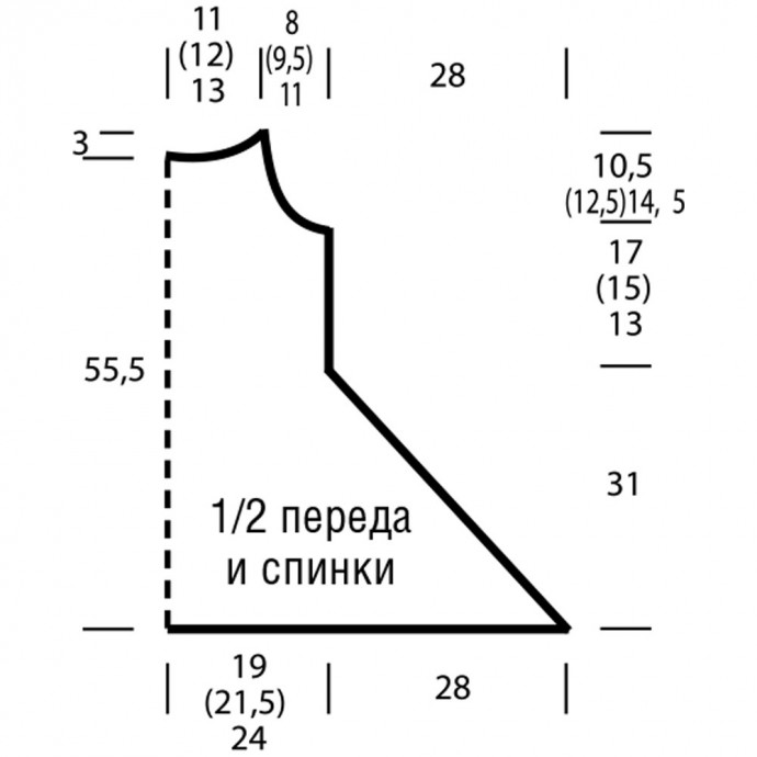 Ажурная туника со скошенной линией низа