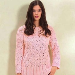 ​Красивый ажурный пуловер спицами с высокой планкой