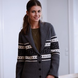 Серый кардиган с шалевым воротником