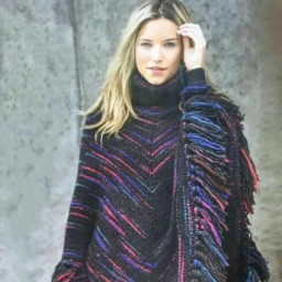 ​Меланжевое пончо спицами