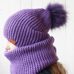 ​Шапка - бини и снуд платочной вязкой