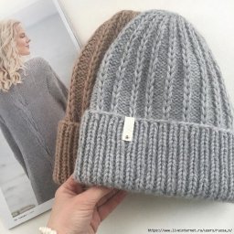 Шапка "петелька", вяжем спицами