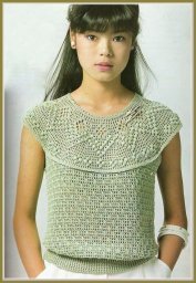 Японские журналы: Жилет с круглой кокеткой крючком