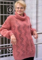 Объемный свитер с ажурным узором, вяжем спицами