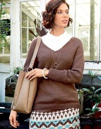 Коричневый пуловер с рукавами реглан