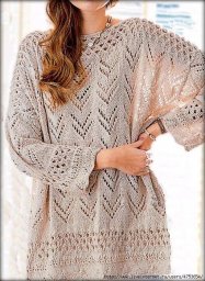 Трендовый бежевый пуловер оверсайз: вязание спицами