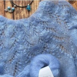 Cхема круглой кокетки для вязания воздушного джемпера из мохера