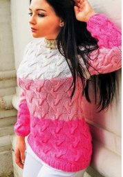 Трехцветный джемпер с узором "косы"