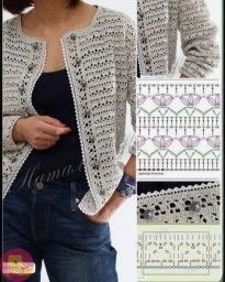 Кофточка на пуговицах, вяжем крючком