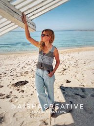 Топ "Голубой цветок" от "Aisha Creative" - МК - Вязание крючком