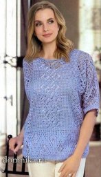 Вяжем летнюю кофточку голубого цвета