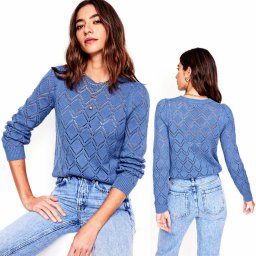 Джемпер с крупными двойными ромбами