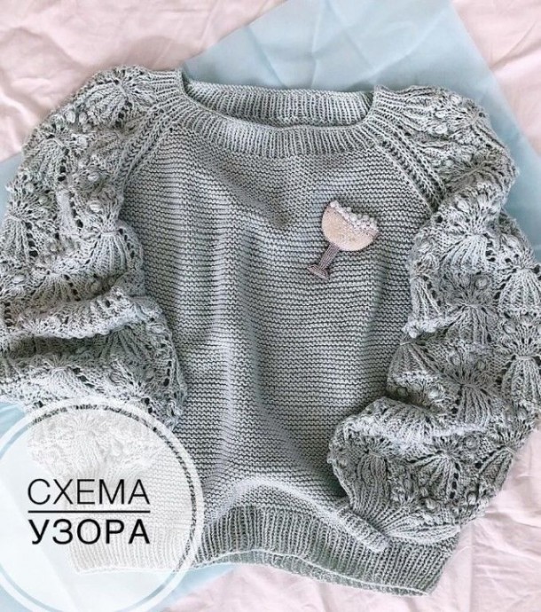 Изящный японский узор спицами Изящный японский узор спицами
