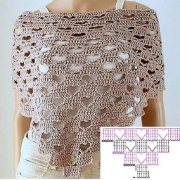 "Сердечная" накидка, вяжем крючком