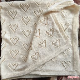 Сердечный плед спицами