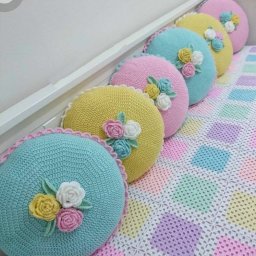Круглая подушка крючком
