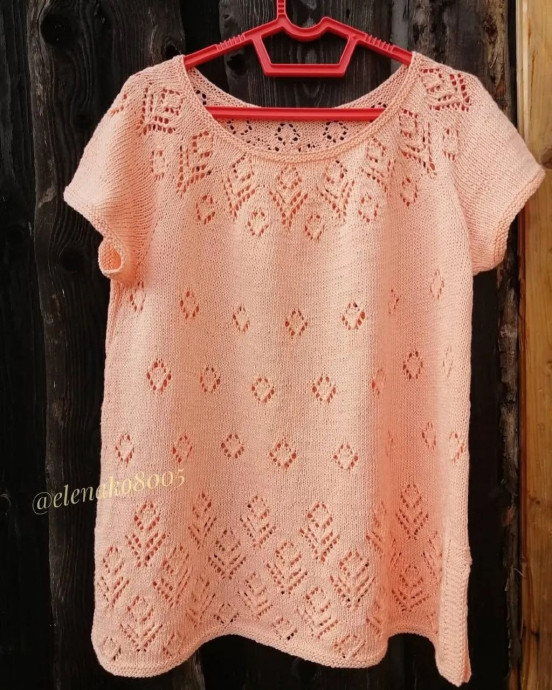 Туника на круглой кокетке, вяжем из Loro Piana