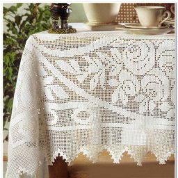 Роскошная скатерть в филейной технике