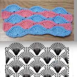 Вяжем крючком узор "Разноцветные Веерочки"