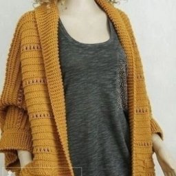 Вяжем женский кардиган цвета карри