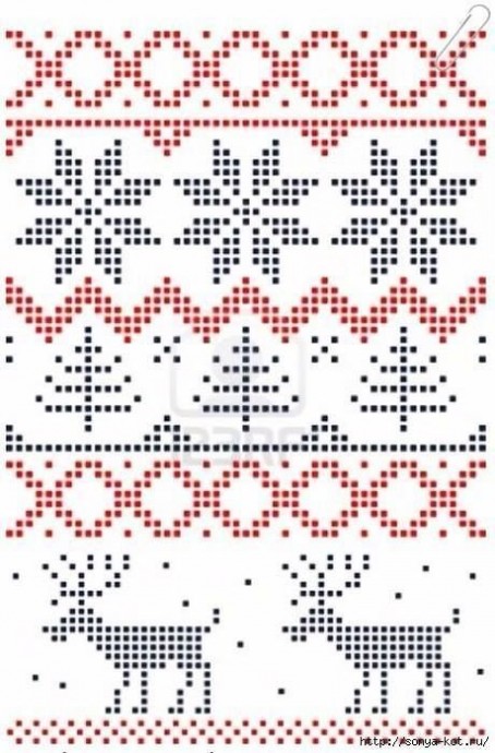 Схемы оленей для вязания жаккарда