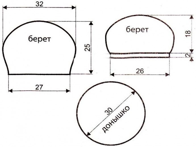 Спицами: Берет узором с косами