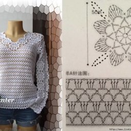 Ажурный пуловер крючком