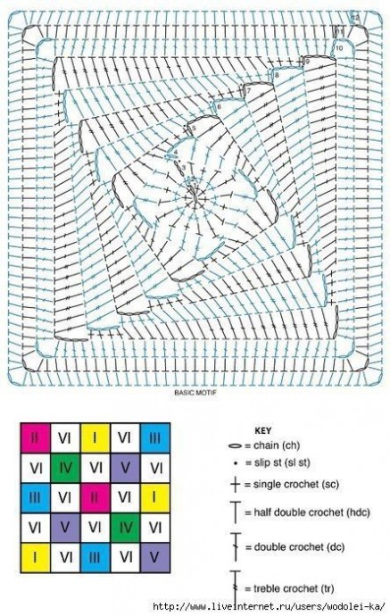 Интересный квадратный мотив крючком