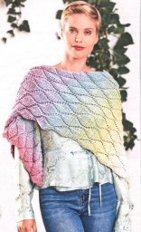 Шаль с узором листочки крючком