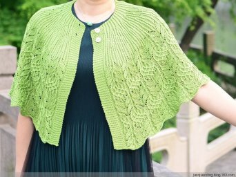 Зеленая накидка спицами