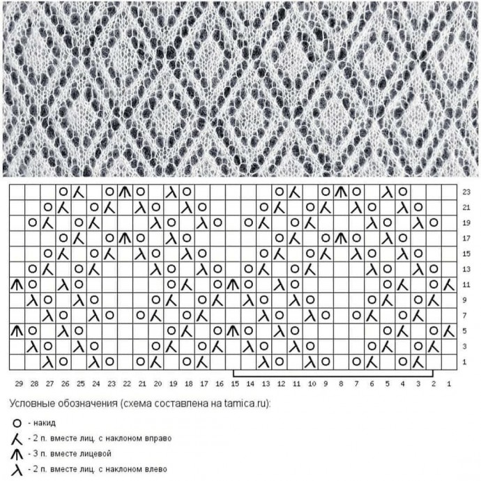 Палантин "Ромбы", вяжем спицами
