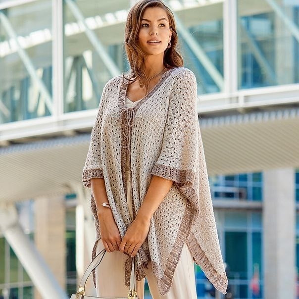 Накидка-пончо, вяжем спицами