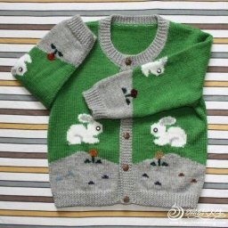 Детский жакет с зайчиками, вяжем спицами