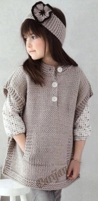 Жилет и повязка на голову, вяжем для детей Жилет и повязка на голову, вяжем для детей