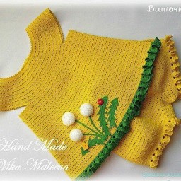 Комплект для малышки «Белые одуванчики» шорты и топ крючком