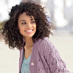 Ажурный жакет сиреневого цвета