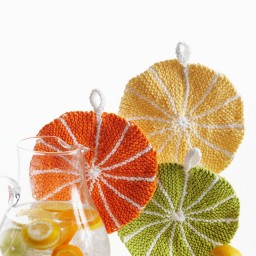 Прихватки–подставки "Лимонные дольки" спицами