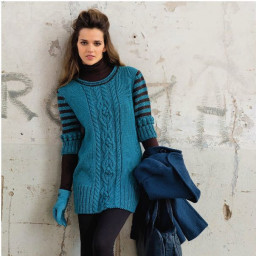 ​Удлиненный сине-зеленый пуловер