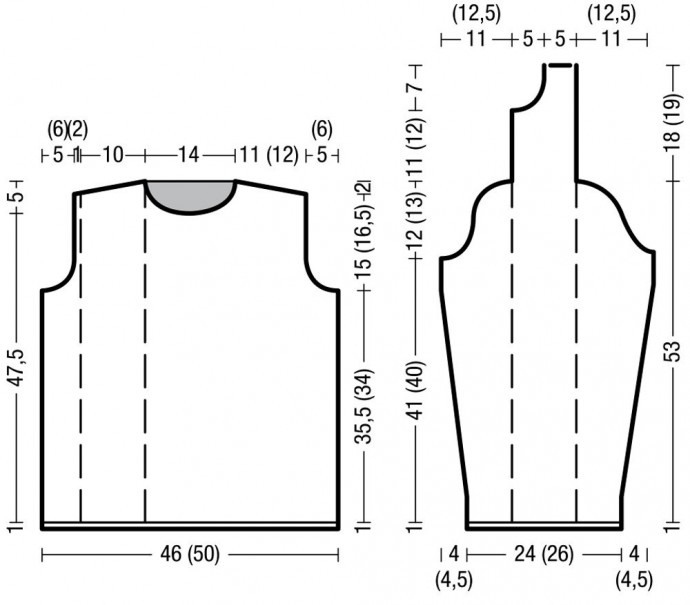 Схема для вязания элегантного джемпера с полосами ажурного узора