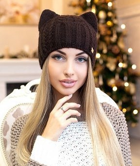 Шапочка "Кошка" Спицами Шапочка "Кошка" Спицами