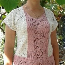 Двуцветная летняя кофточка. Крючок.