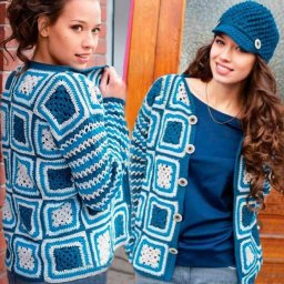 Жакет из мотивов, связанных крючком