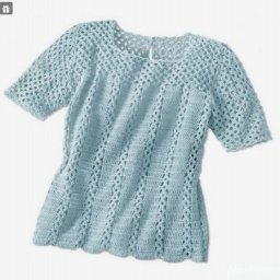 Кофта небесного цвета, вяжем крючком